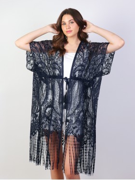 Lace Kimono W/ Embroidered Pattern